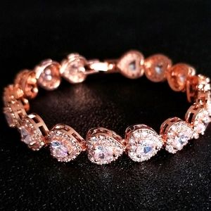 CZ Rhinestone Crystal Heart Baguette Bracelet